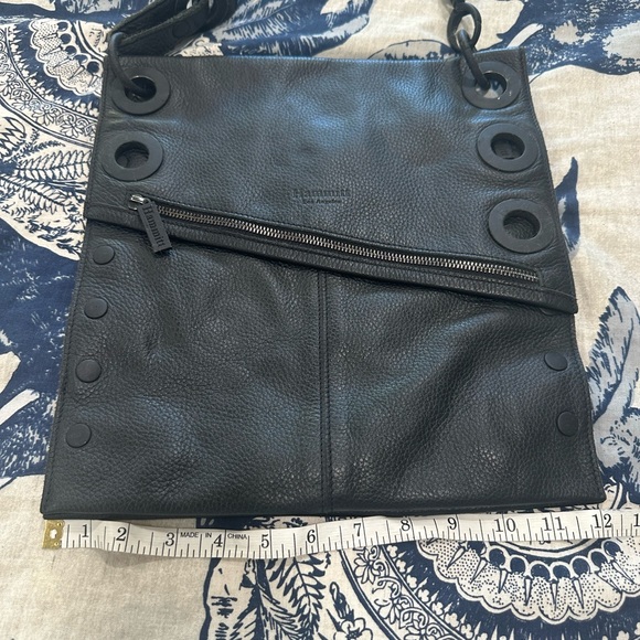 RARE HAMMITT Los Angeles  Adjustable Crossbody Zip Studded Black Leather Bag - Picture 1 of 12